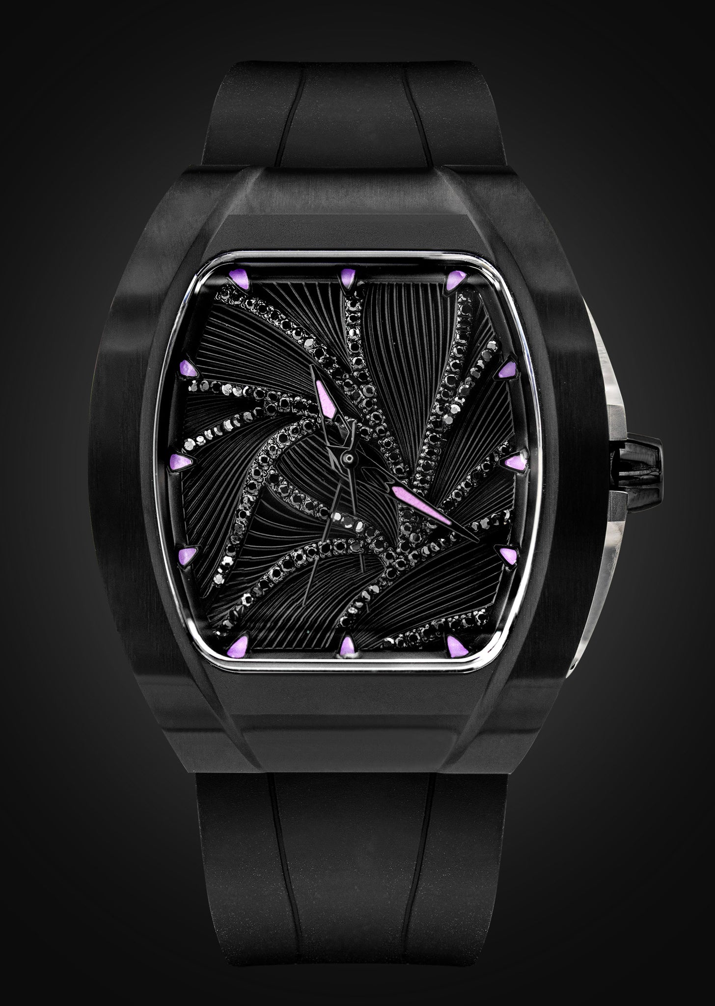 Frost NYC Diamond Evolution Women's Watch - Automatic Skeleton Black Leaves DLC | WFRST-01-LD-B  Black Band | Pre - Sale