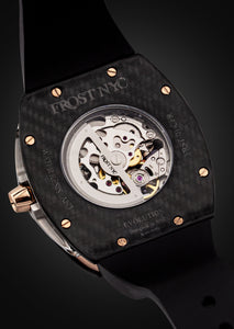 Frost NYC Mens Watch - Automatic Skeleton Carbon Fiber Rose Sport Watch | FRST-01-CFR| Black