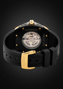 Frost NYC Mens Watch - Automatic Skeleton Carbon Fiber Sport Gold Watch | FRST-01-CFY | Black