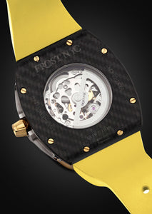 Frost NYC Mens Watch - Automatic Skeleton Carbon Fiber Sport Gold Watch | FRST-01-CFY | Yellow