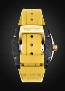 Frost NYC Mens Watch - Automatic Skeleton Carbon Fiber Sport Gold Watch | FRST-01-CFY | Yellow