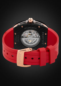 Frost NYC Mens Watch - Automatic Skeleton Carbon Fiber Rose Sport Watch | FRST-01-CFR| Red