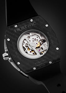 Frost NYC Mens Watch - Automatic Skeleton Carbon Fiber Sport Black Watch | FRST-01-CFS | Black