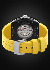 Frost NYC Mens Watch - Automatic Skeleton Carbon Fiber Sport Black Watch | FRST-01-CFS | Yellow