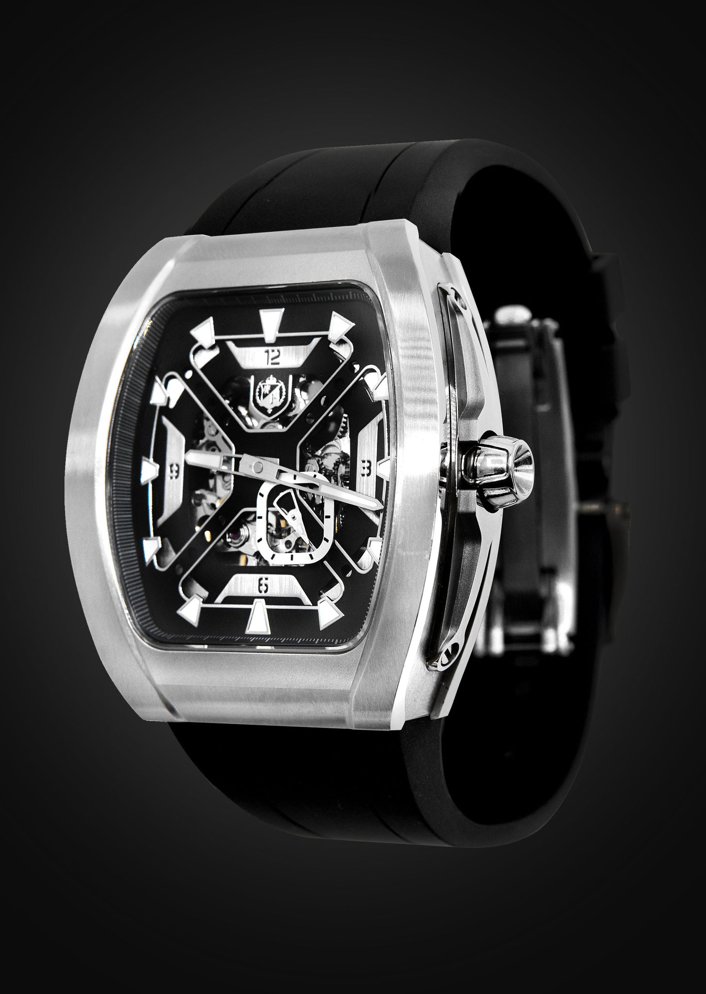 Frost NYC Mens Watch - Automatic Skeleton Stainless Steel Sport Watch | FRST-01-XS | Black