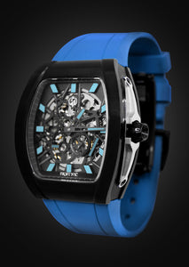 Frost NYC Mens Watch - Automatic Skeleton Sport Black Watch | FRST-01-SB| Blue