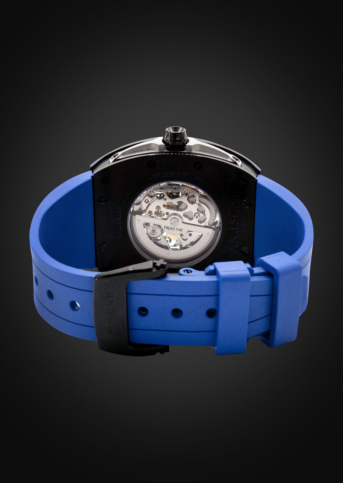 Frost NYC Mens Watch - Automatic Skeleton Sport Black Watch | FRST-01-SB| Blue