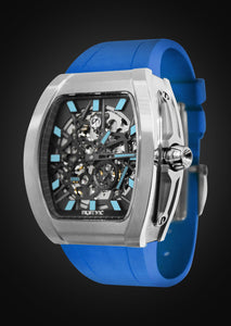 Frost NYC Mens Watch - Automatic Skeleton Stainless Steel Sport Watch | FRST-01-SS | Blue