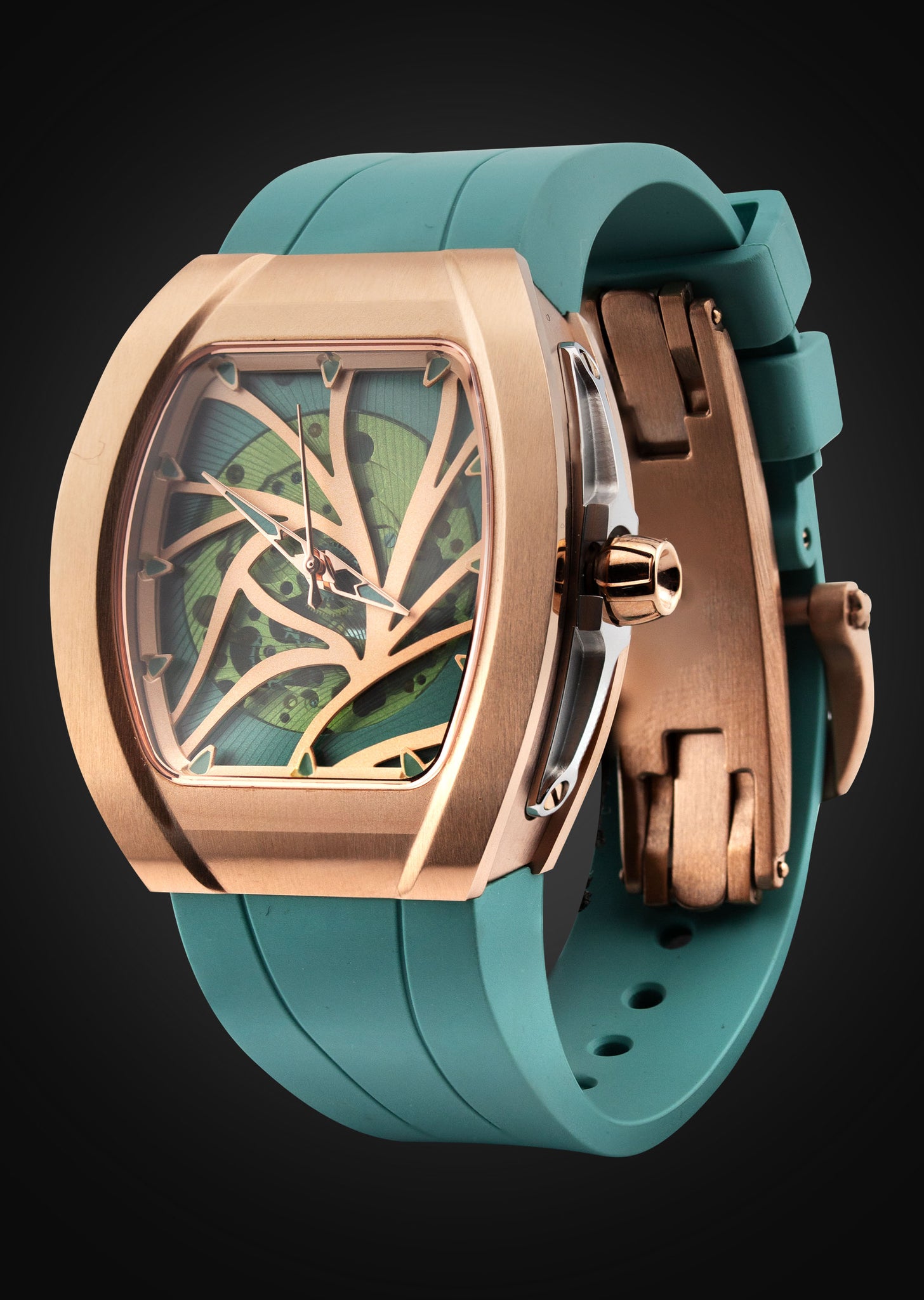 Frost NYC Womens Watch - Automatic Skeleton Rose Gold | WFRST-01-L-R Turquoise Band | Pre - Sale