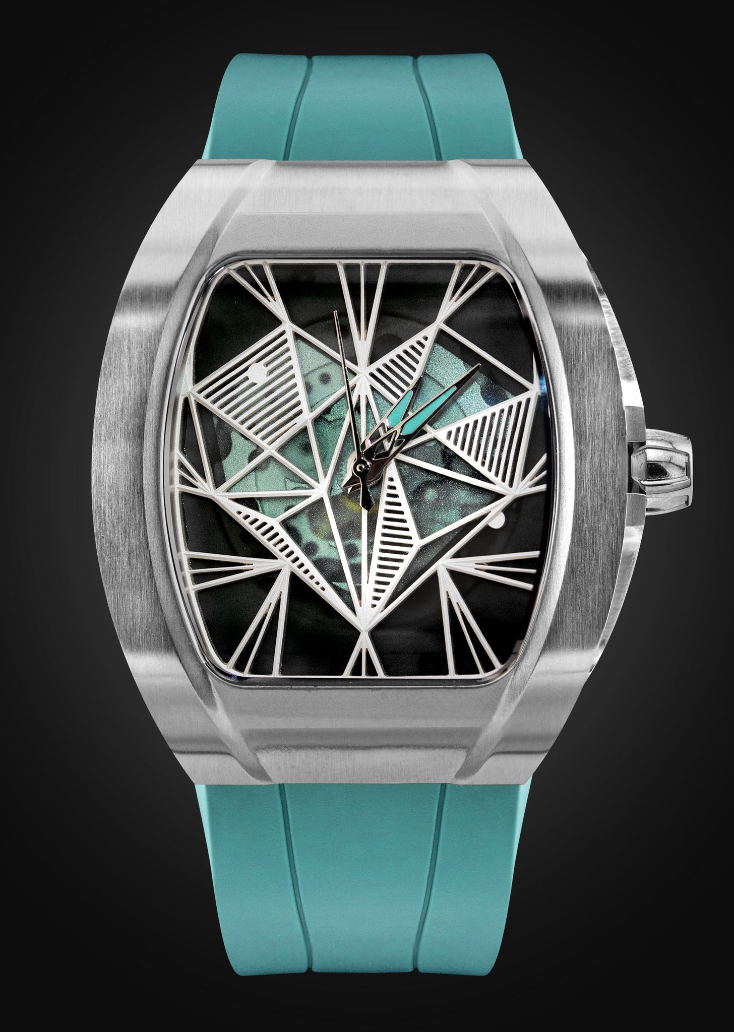 Frost NYC Evolution Women's Watch - Automatic Skeleton Steel Caged Heart | WFRST-01-H-S Turquoise Band | Pre - Sale