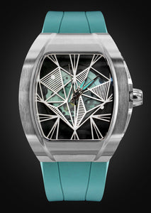 Frost NYC Evolution Women's Watch - Automatic Skeleton Steel Caged Heart | WFRST-01-H-S Turquoise Band | Pre - Sale