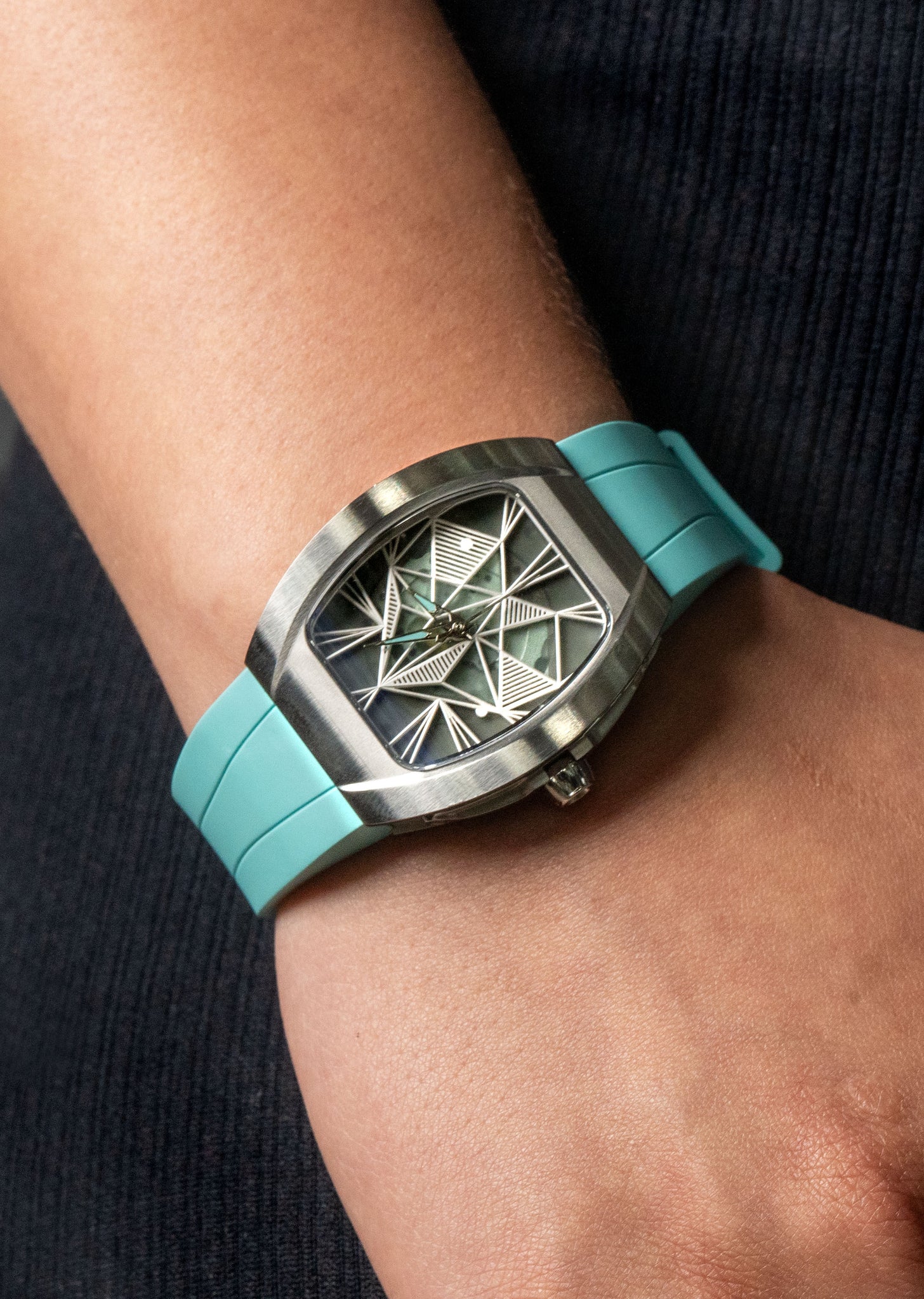 Frost NYC Evolution Women's Watch - Automatic Skeleton Steel Caged Heart | WFRST-01-H-S Turquoise Band | Pre - Sale