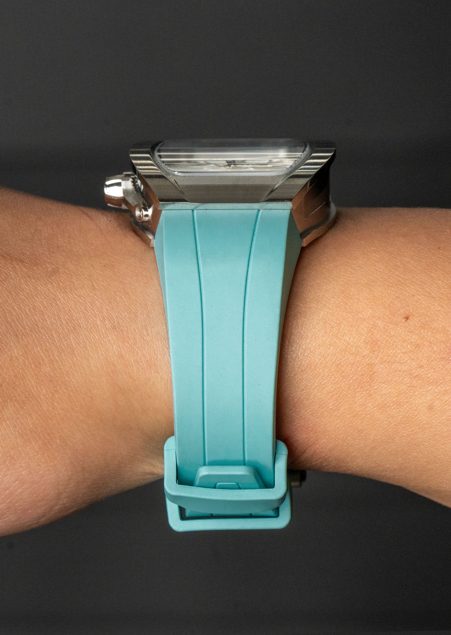 Frost NYC Evolution Women's Watch - Automatic Skeleton Steel Caged Heart | WFRST-01-H-S Turquoise Band | Pre - Sale