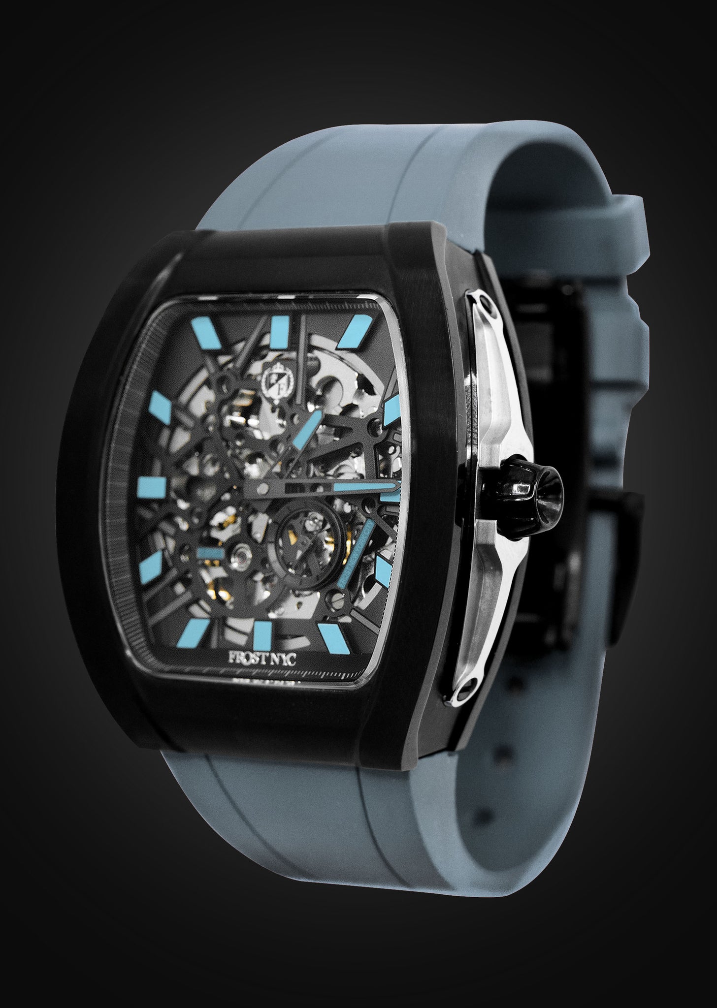 Frost NYC Mens Watch - Automatic Skeleton Sport Black Watch | FRST-01-SB| Gray