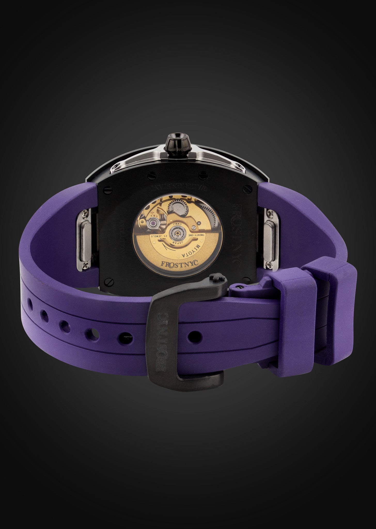 Frost NYC Evolution Women's Watch - Automatic Skeleton Steel Caged Heart | WFRST-01-H-B Purple Band | Pre - Sale