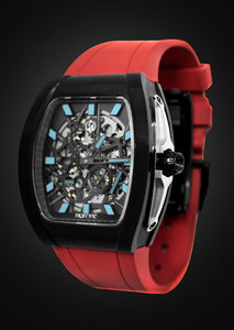 Frost NYC Mens Watch - Automatic Skeleton Sport Black Watch | FRST-01-SB | Red