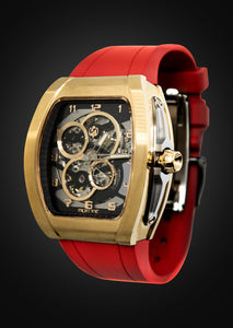 Frost NYC Mens Watch - Automatic  Skeleton Sport Gold Watch | FRST-01-CY | Red