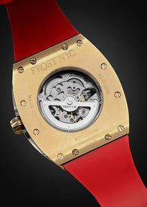 Frost NYC Mens Watch - Automatic  Skeleton Sport Gold Watch | FRST-01-CY | Red