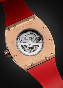 Frost NYC Mens Watch - Automatic Skeleton Rose Sport Watch | FRST-01-RC | Red