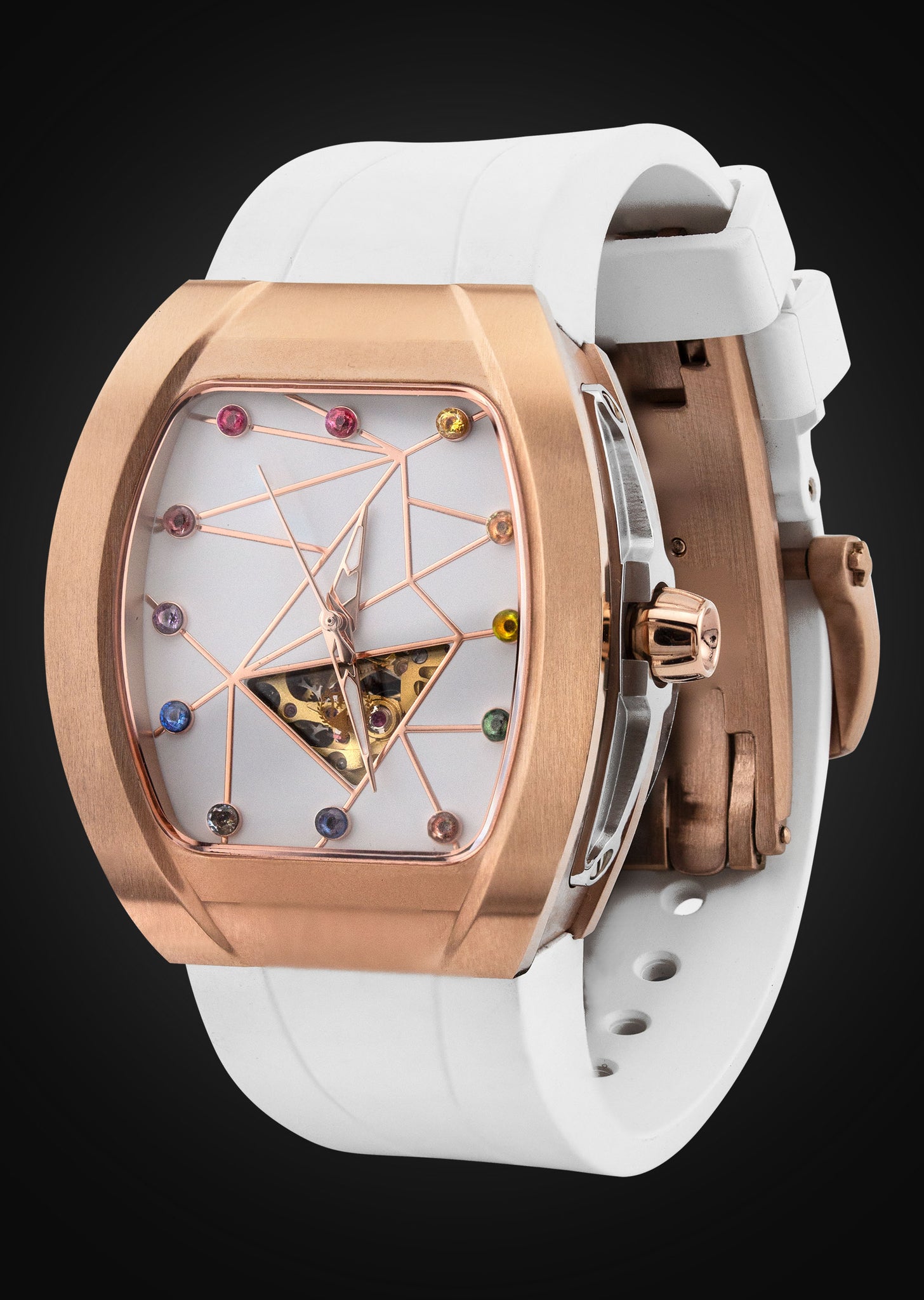 Frost NYC Womens Watch - Automatic White Dial Sapphire Skeleton Rose Gold | WFRST-01-TS-R White Band | Pre - Sale