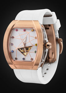 Frost NYC Womens Watch - Automatic White Dial Sapphire Skeleton Rose Gold | WFRST-01-TS-R White Band | Pre - Sale