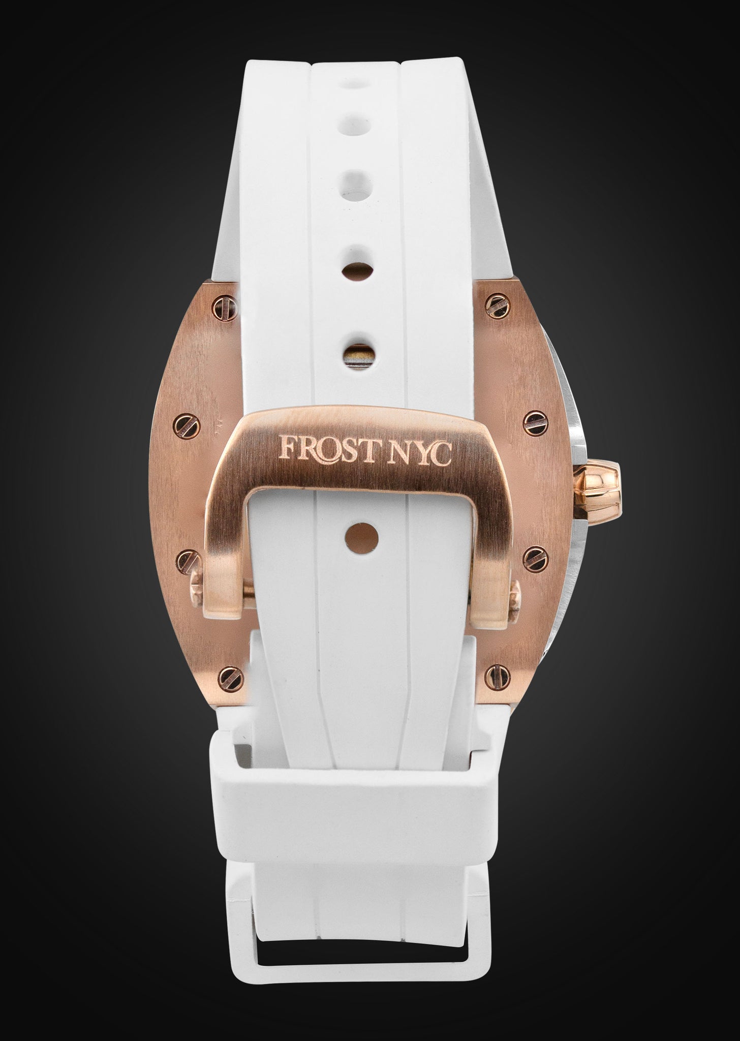 Frost NYC Womens Watch - Automatic White Dial Sapphire Skeleton Rose Gold | WFRST-01-TS-R White Band | Pre - Sale