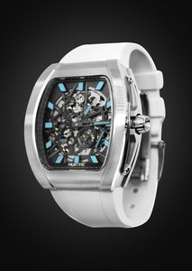 Frost NYC Mens Watch - Automatic Skeleton Stainless Steel Sport Watch | FRST-01-SS | White