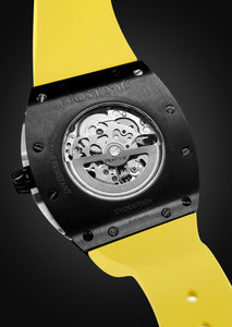 Frost NYC Mens Watch - Automatic Skeleton Sport Black Watch | FRST-01-SB| Yellow