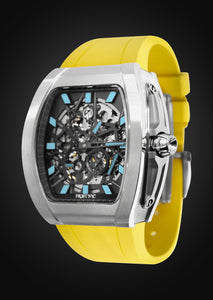 Frost NYC Mens Watch - Automatic Skeleton Stainless Steel Sport Watch | FRST-01-SS | Yellow